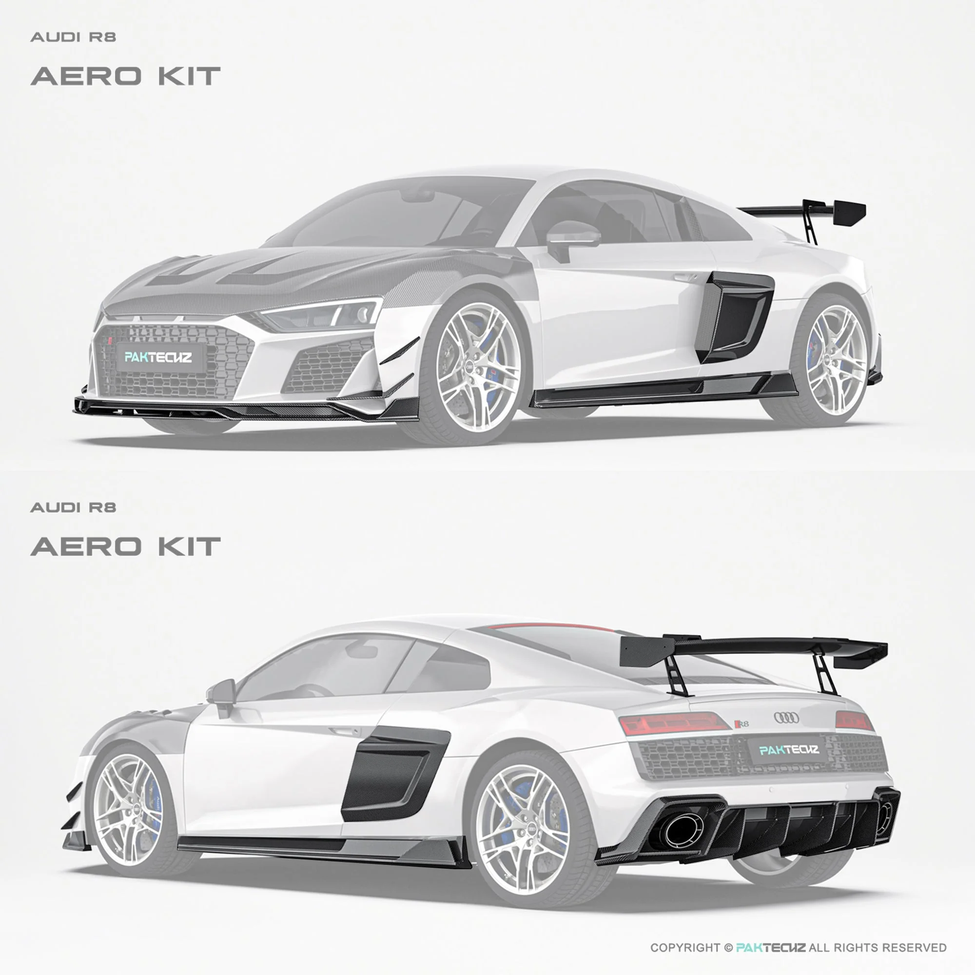 Audi R8 (Gen 2) Paktechz Full Dry Carbon Aerodynamics kit (2019-2023) - Image 23