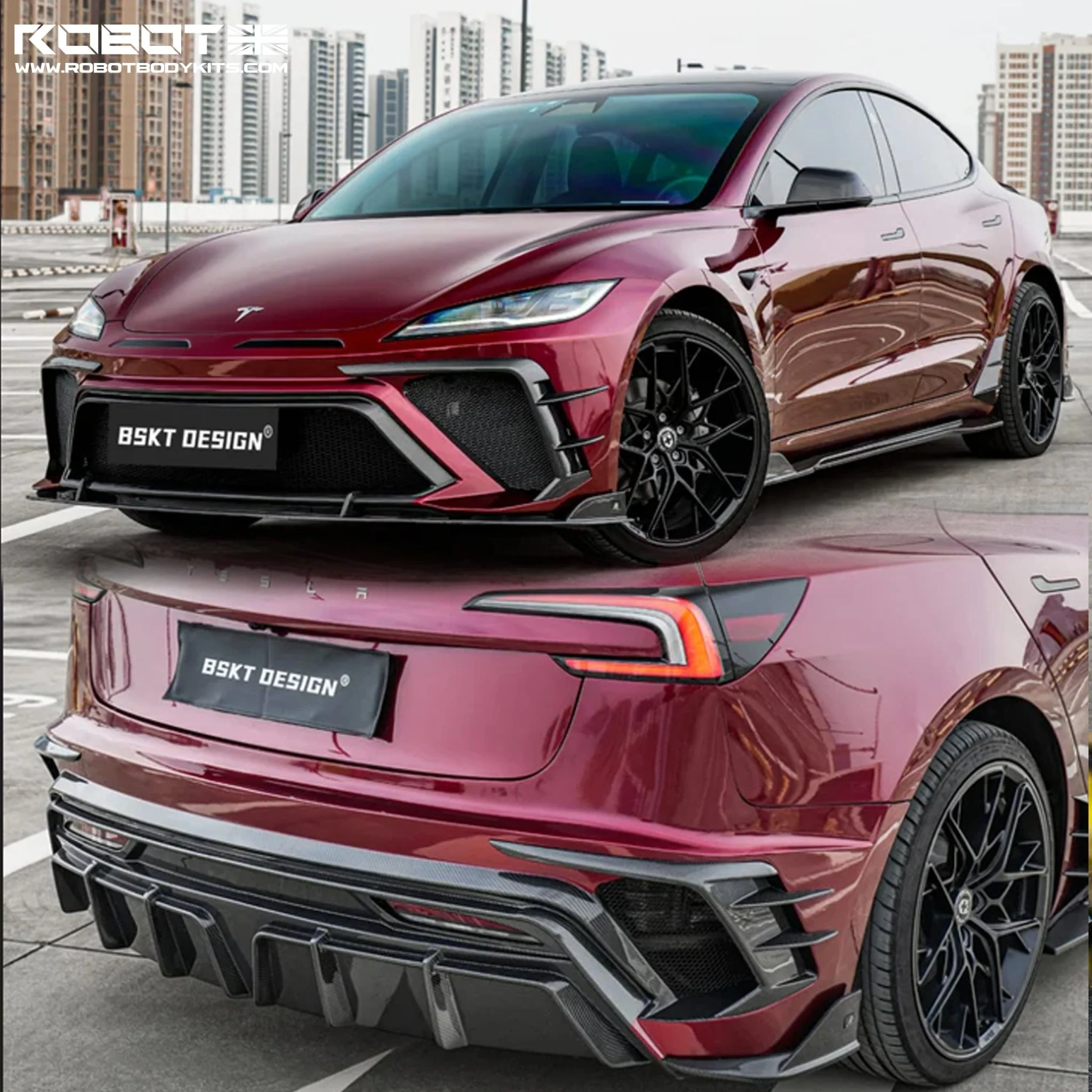 BSKT Design Carbon Fiber Full Aero Body Kit for Tesla Model 3 Highland 2023+ - Image 2