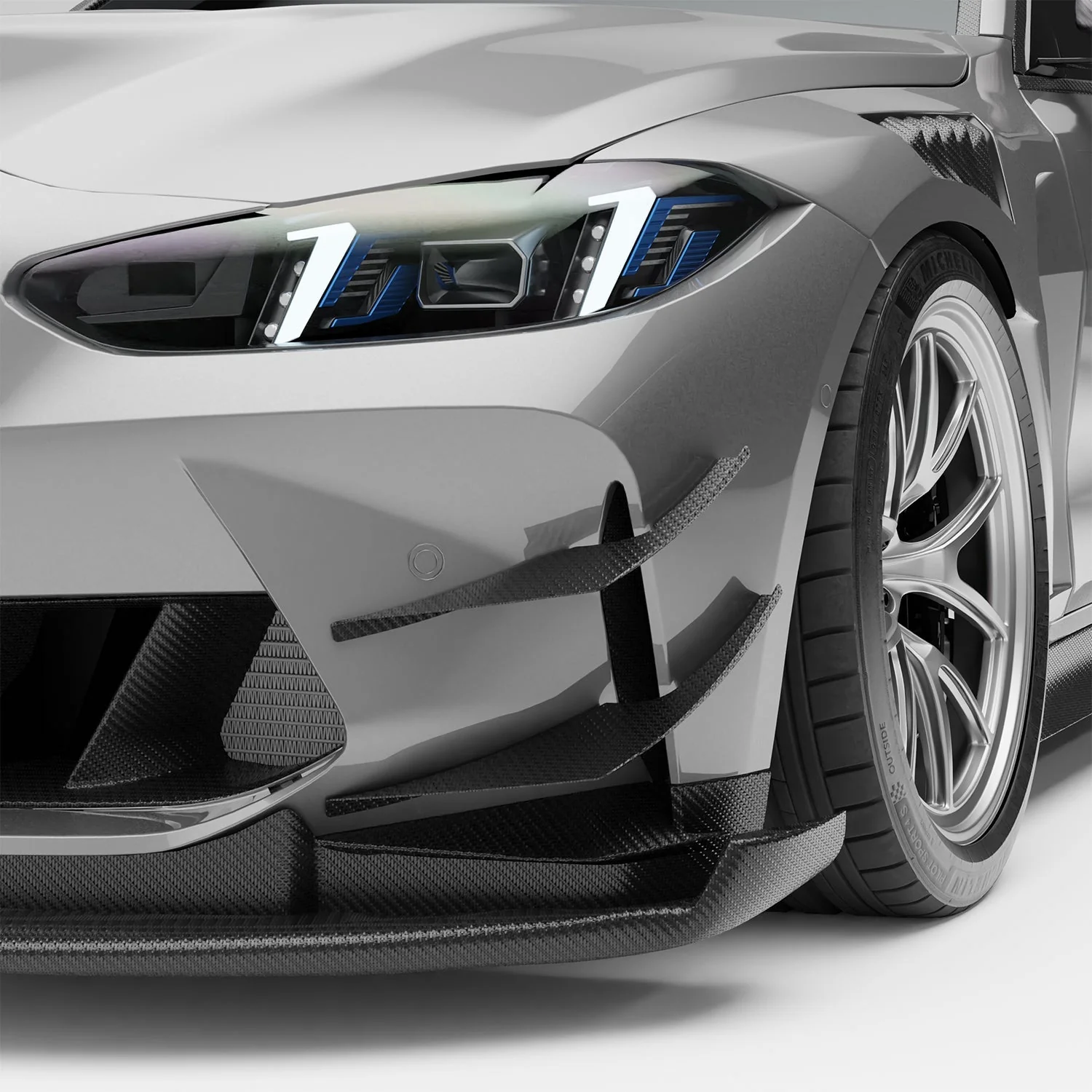 BMW M4 G82 Carbon Fiber Front Bumper Canards - Image 2