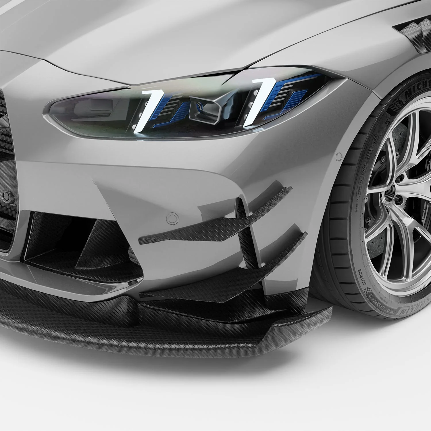 BMW M4 G82 Carbon Fiber Front Bumper Canards - Image 5
