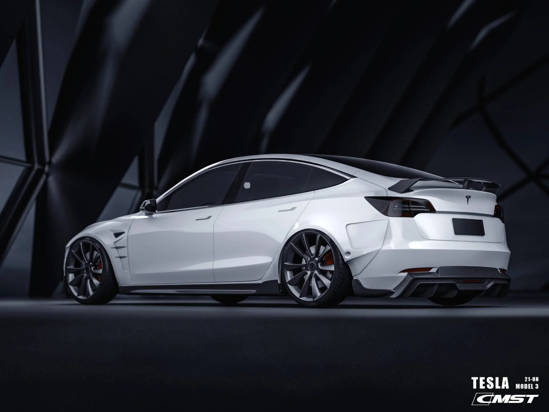 CMST Tesla Model 3 Carbon Fiber Full Body Kit Style F - Image 10