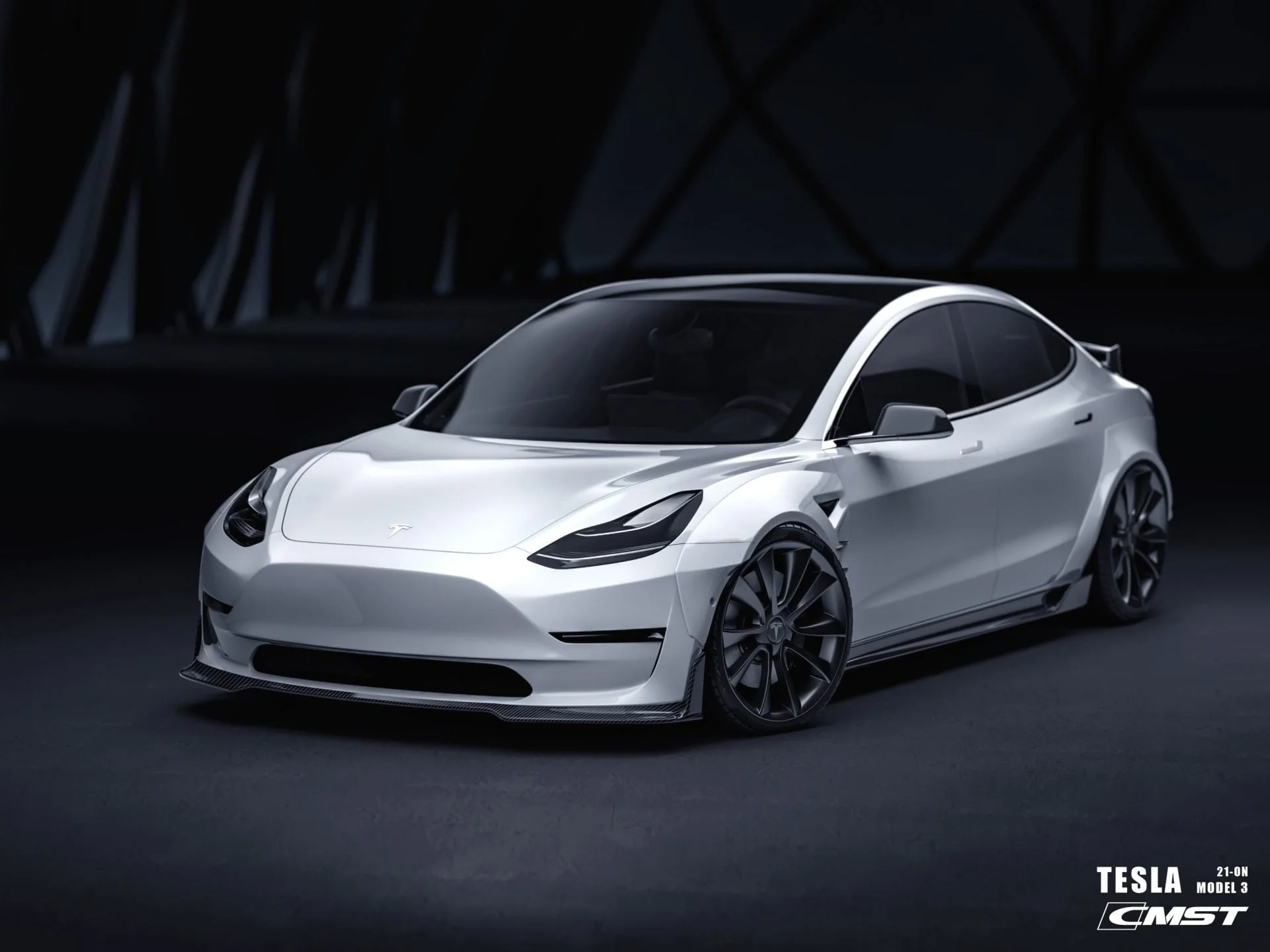 CMST Tesla Model 3 Carbon Fiber Full Body Kit Style F - Image 11