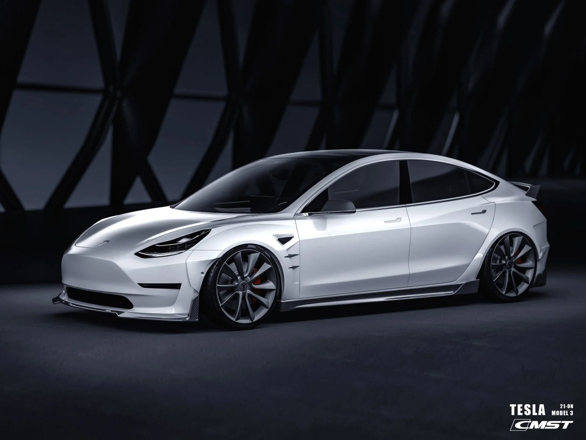 CMST Tesla Model 3 Carbon Fiber Full Body Kit Style F - Image 3
