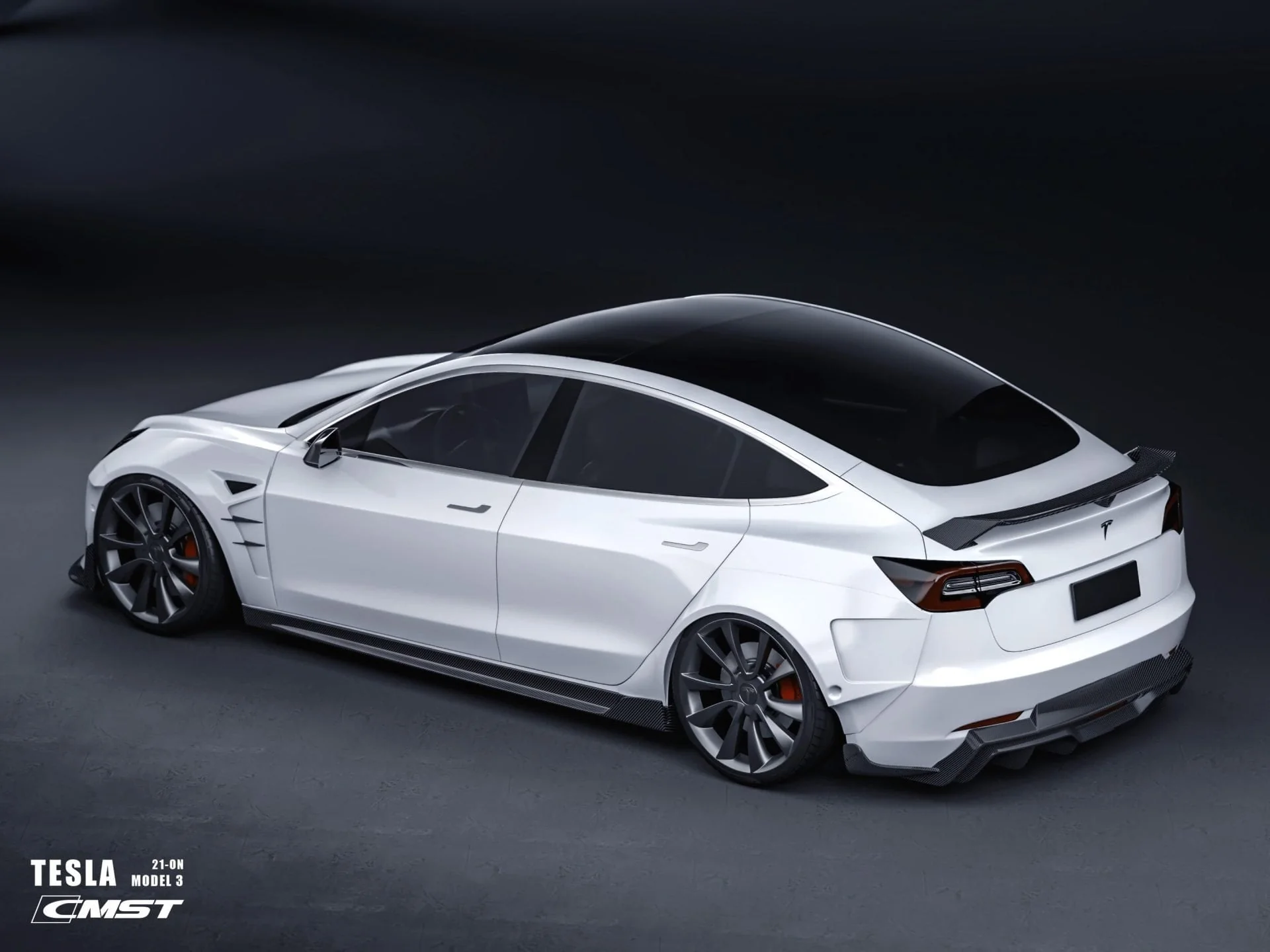 CMST Tesla Model 3 Carbon Fiber Full Body Kit Style F - Image 9