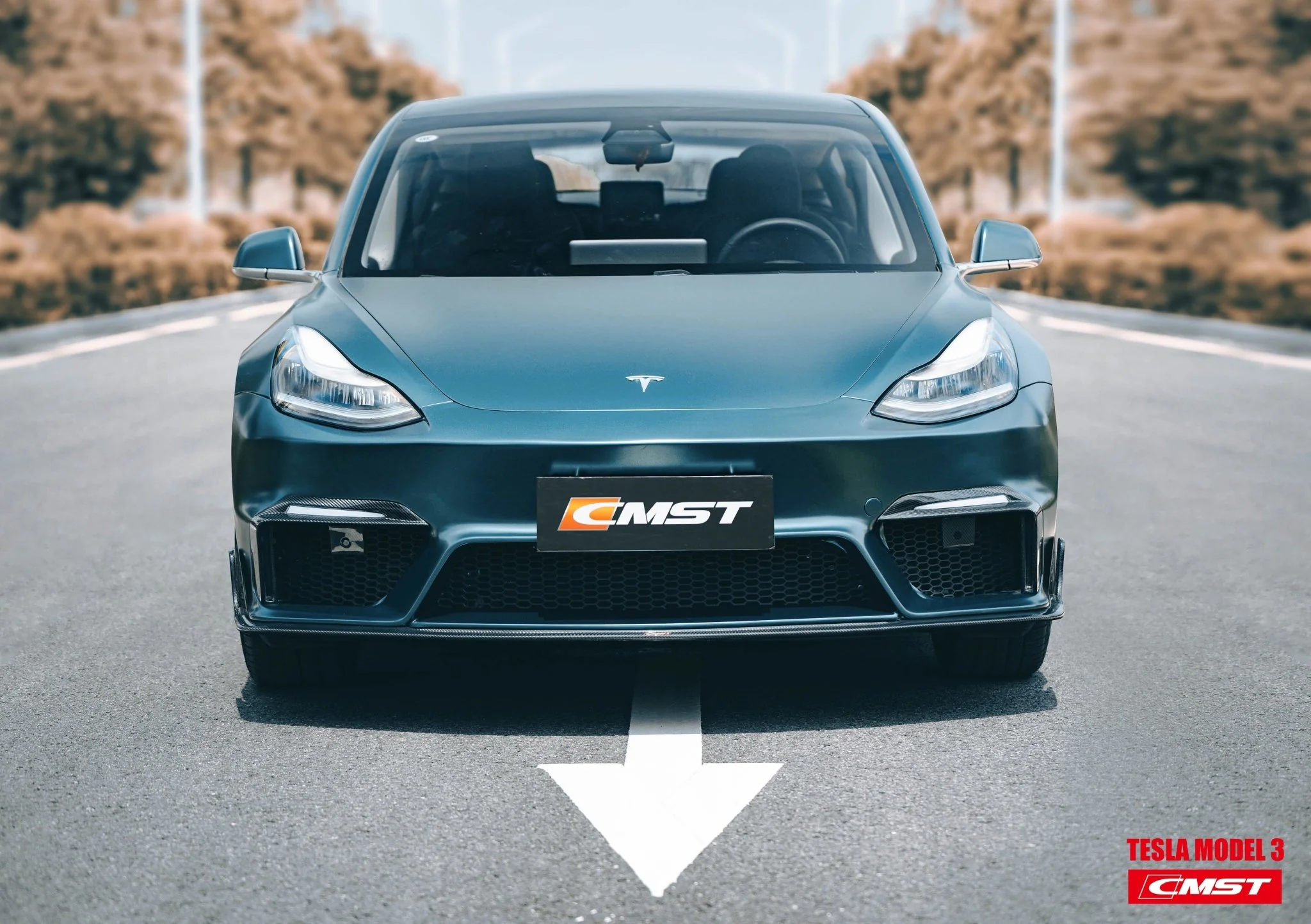 CMST Tuning Carbon Fiber Front Bumper for Tesla Model 3 Ver.1 with Carbon Fiber Canards & Front Lip - Image 10