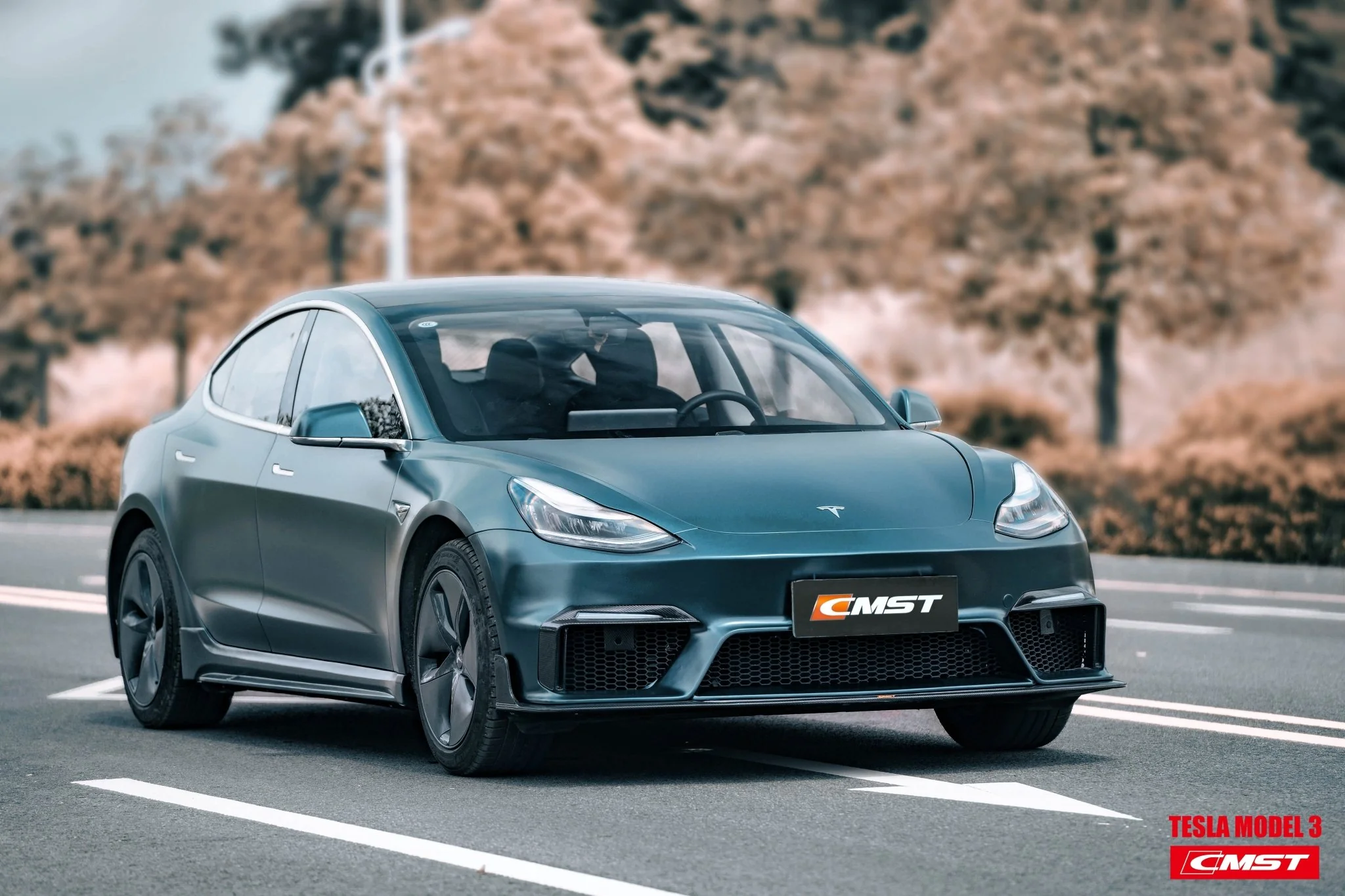 CMST Tuning Carbon Fiber Front Bumper for Tesla Model 3 Ver.1 with Carbon Fiber Canards & Front Lip - Image 12