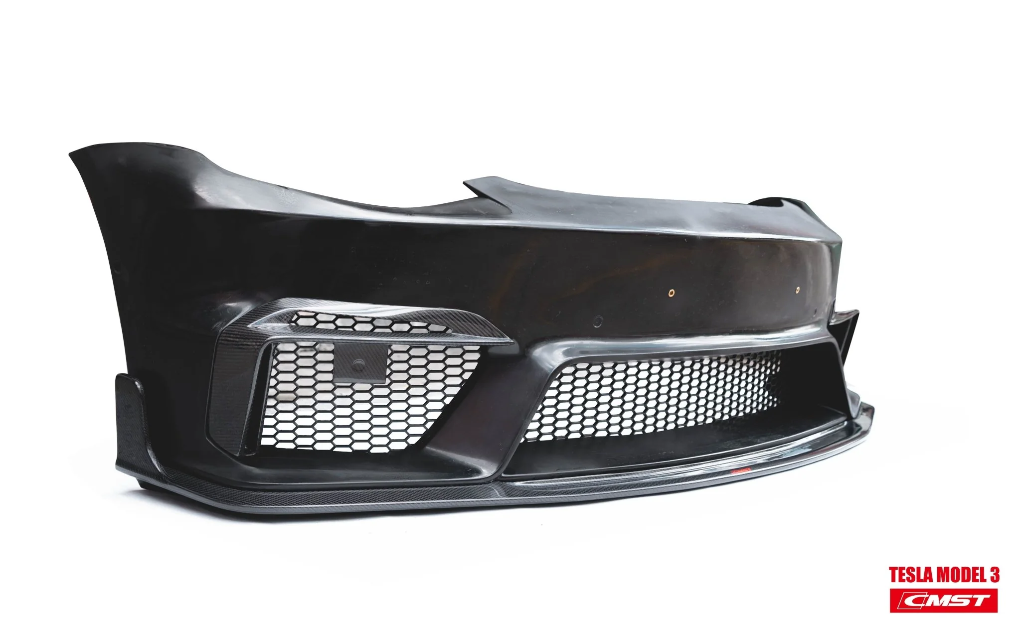 CMST Tuning Carbon Fiber Front Bumper for Tesla Model 3 Ver.1 with Carbon Fiber Canards & Front Lip - Image 13