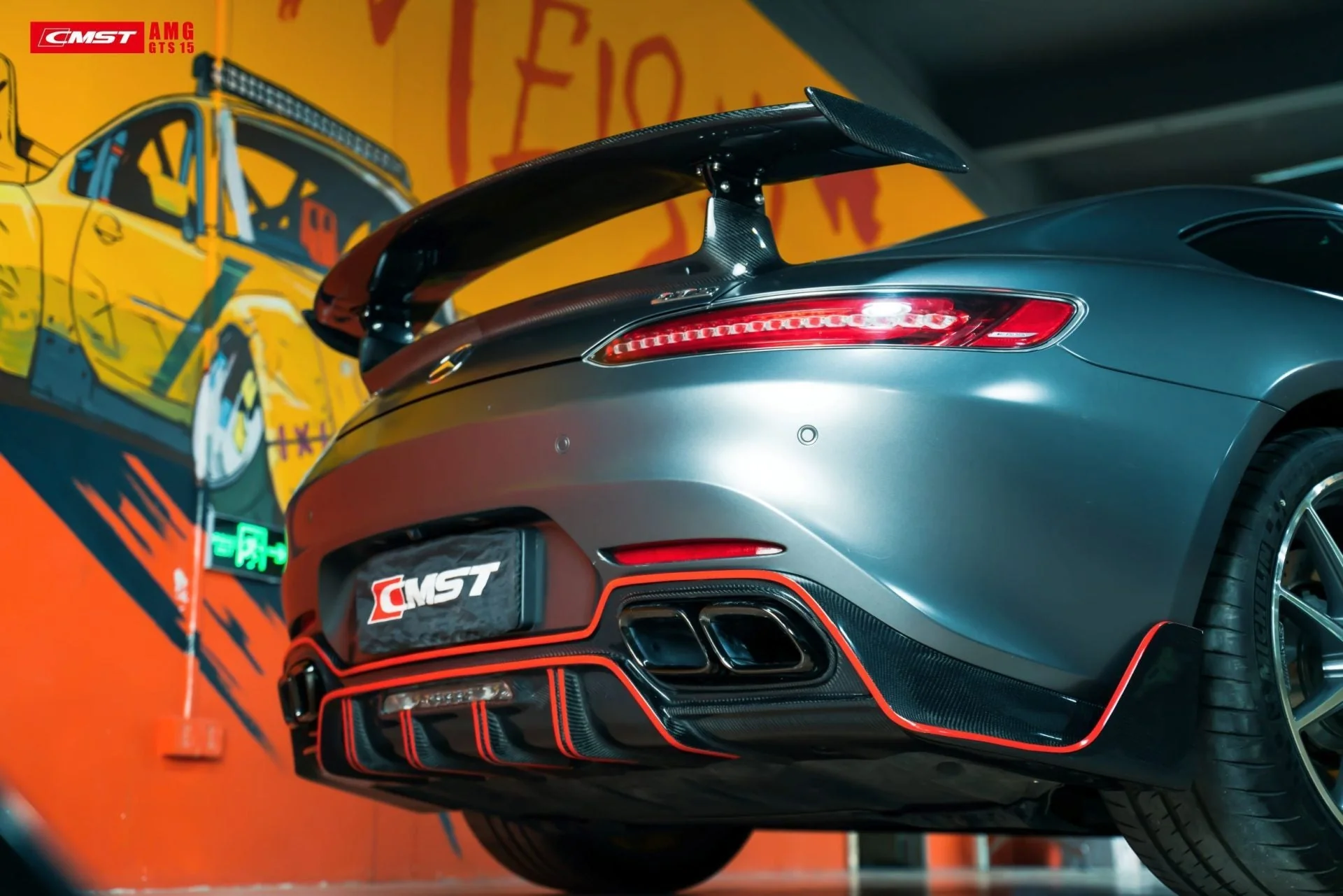 CMST Tuning Carbon Fiber Rear Spoiler Wing Ver.1 for Mercedes Benz C190 AMG GT GTS 2015-ON - Image 12