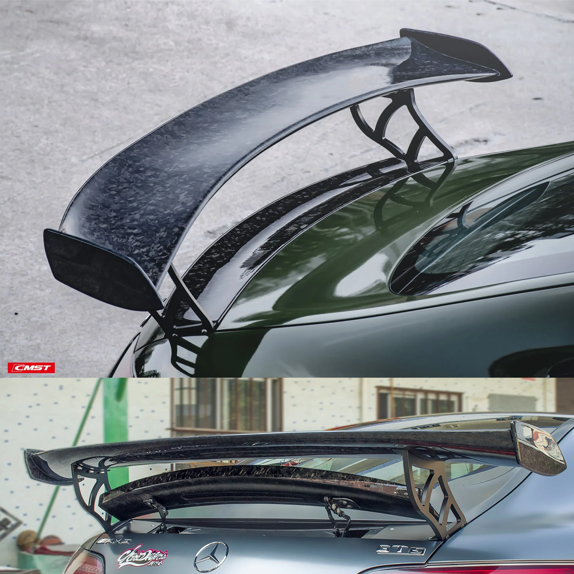CMST Tuning Carbon Fiber Rear Spoiler Wing Ver.2 for Mercedes Benz C190 AMG GT GTS GTC 2015-2021 - Image 2