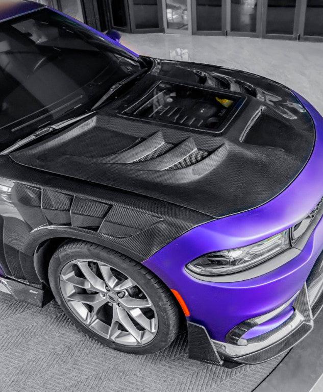 CMST Tuning Carbon Fiber V3 Hood / Bonnet for Dodge Charger 2015-2023 - Image 3