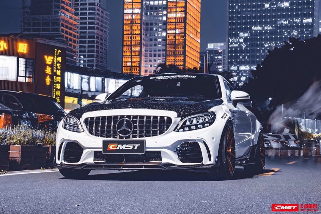 CMST Tuning PP Polyurethane Front Bumper & Grill & Carbon Fiber Front Lip  for Mercedes-Benz C43 C300 2015-2021 Coupe Sedan - Image 4