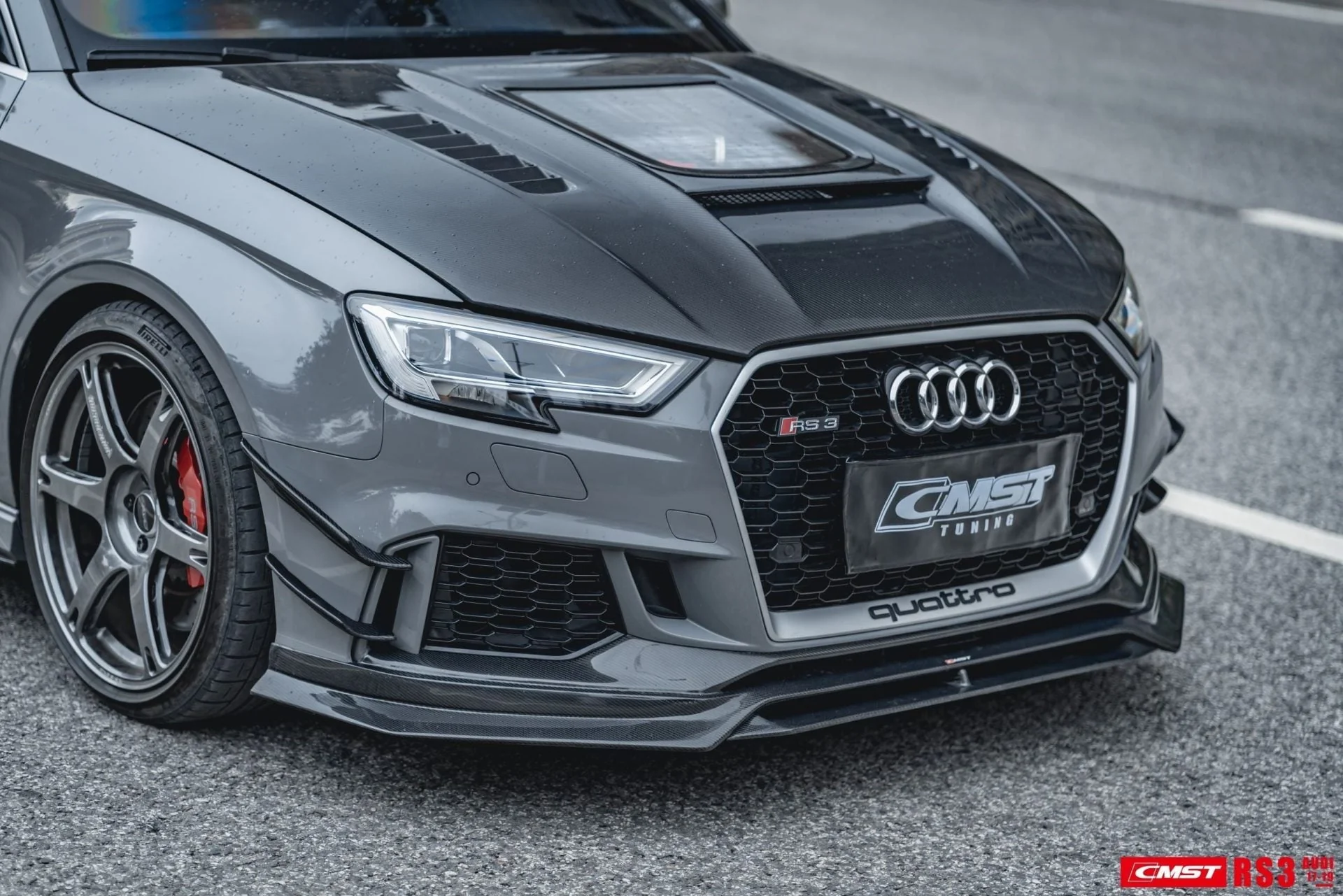 CMST Tuning Glass Transparent Carbon Fiber Hood Bonnet Ver.3 for Audi RS3 2018-2020 & 2014-2020 A3 & A3 S Line & S3 - Image 4