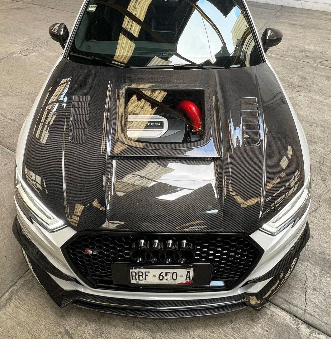 CMST Tuning Glass Transparent Carbon Fiber Hood Bonnet Ver.3 for Audi RS3 2018-2020 & 2014-2020 A3 & A3 S Line & S3 - Image 9