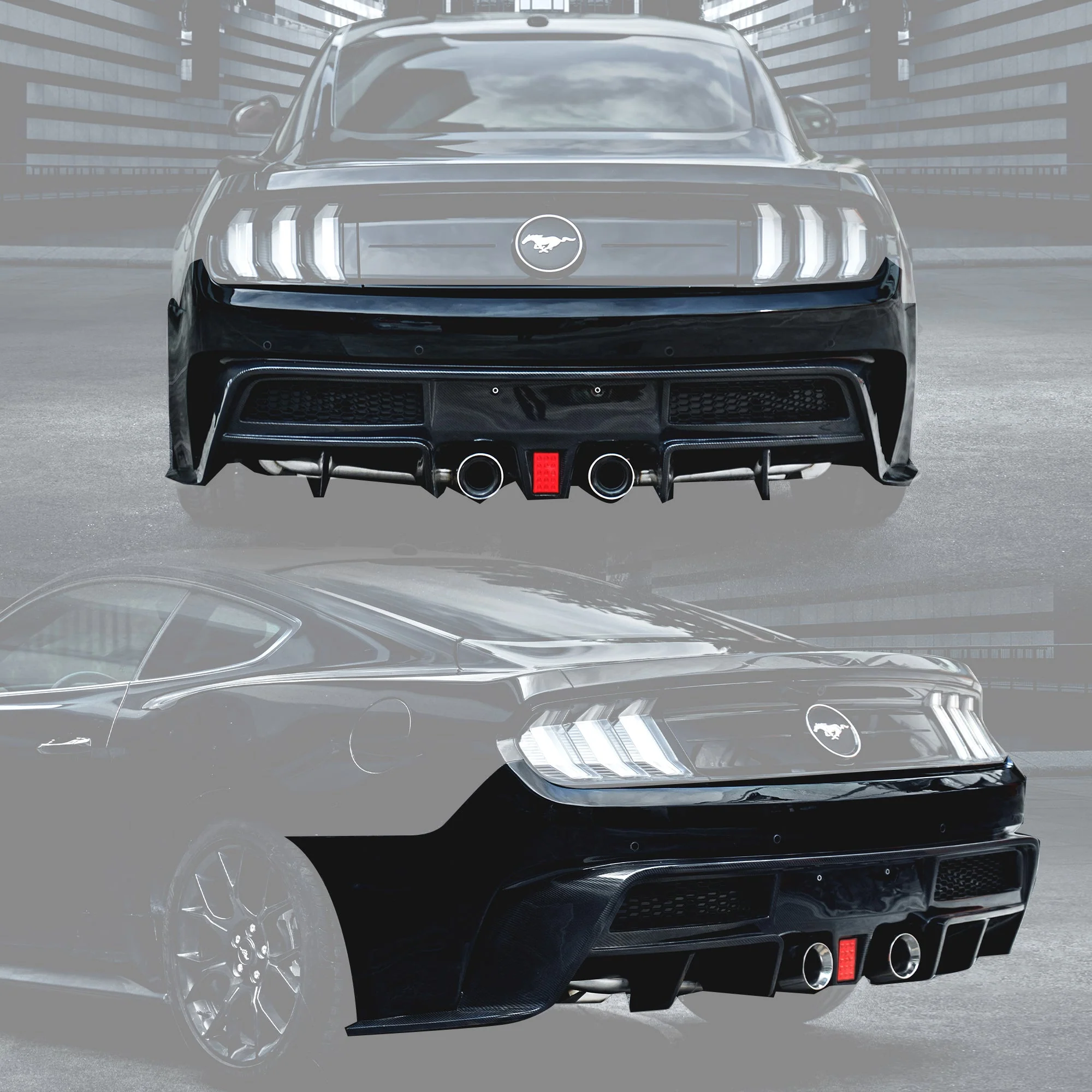 CMST Rear Bumper With Diffuser for Ford Mustang S550.1 S550.2 2015-2022