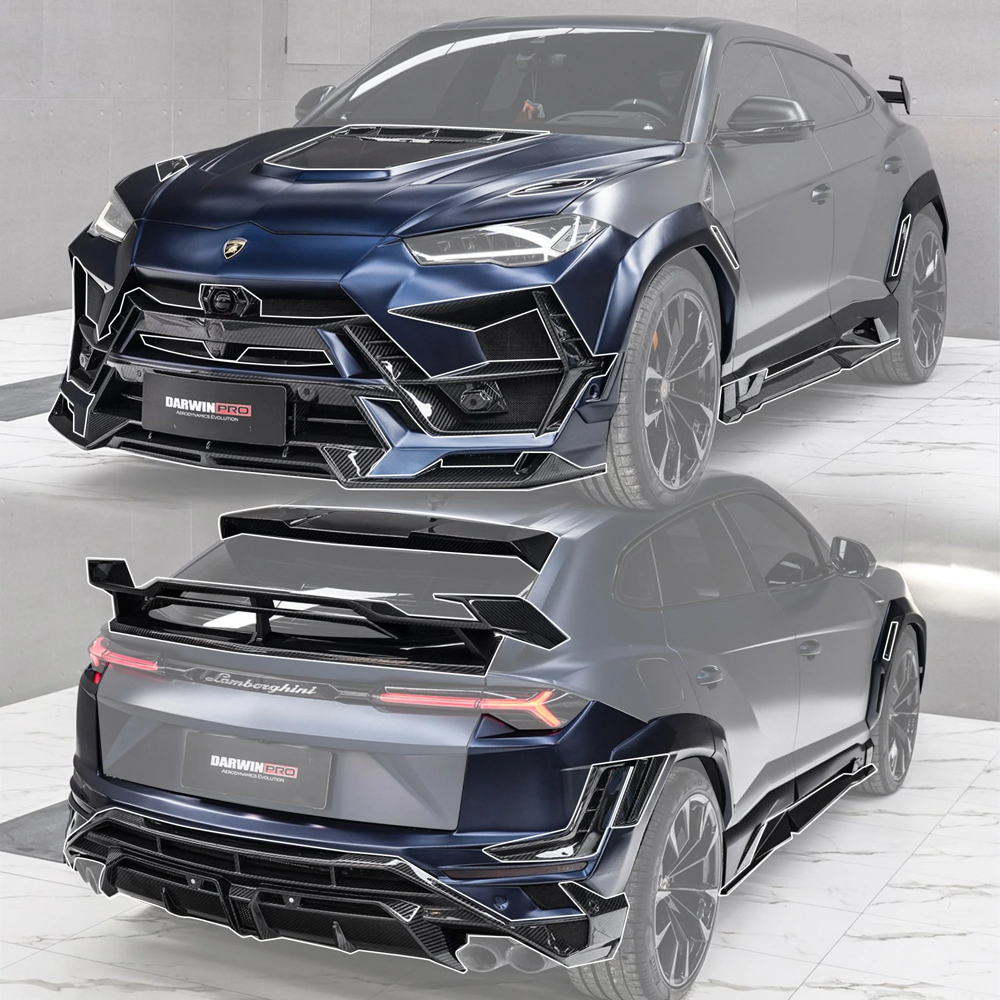 Lamborghini Urus (2018–2022) — DarwinPRO BKSS Part Carbon Fibre Widebody Kit - Image 19