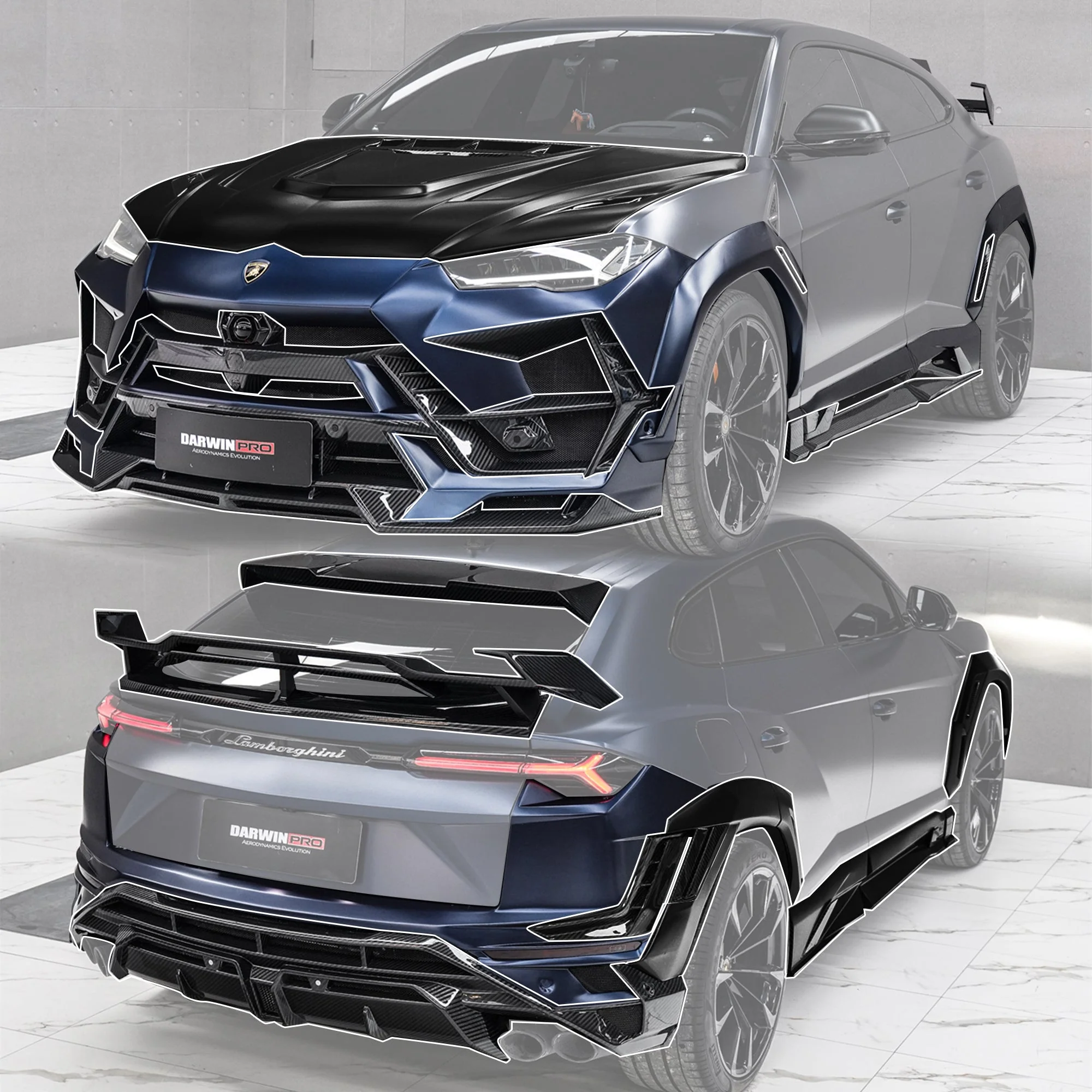 Lamborghini Urus (2018–2022) — DarwinPRO BKSS Part Carbon Fibre Widebody Kit - Image 20