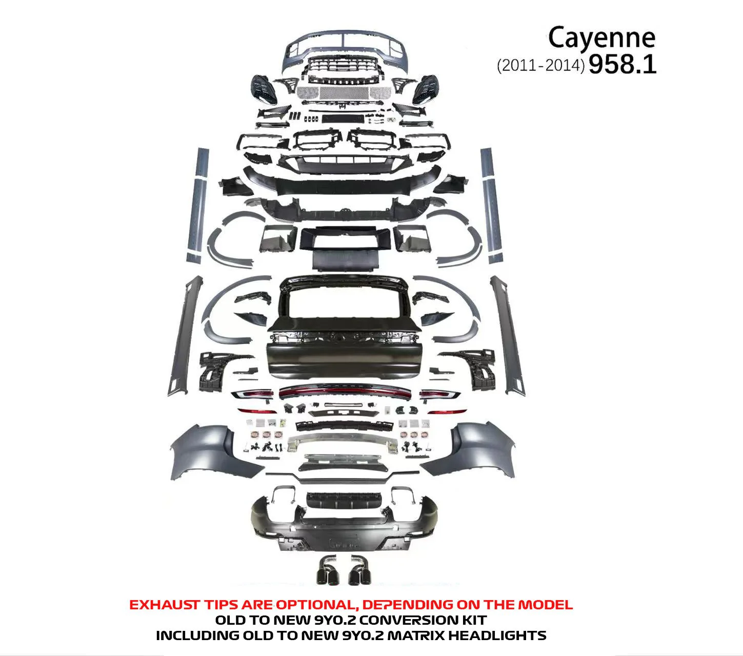 Porsche Cayenne 958.1 2011-14 to 2024 GTS (9Y0.2) Conversion Kit Including Headlight & Tail light - Image 4