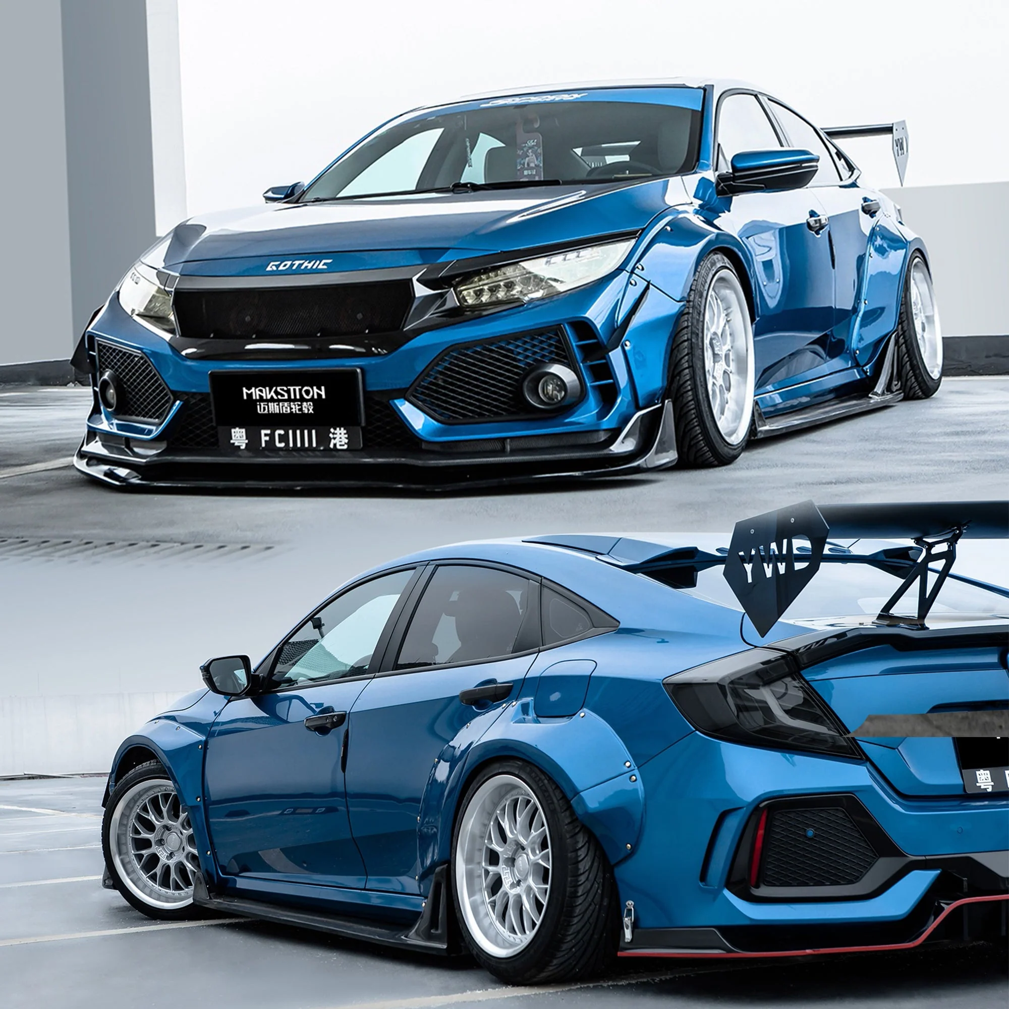 Robot 10th Gen Honda Civic SEDAN / Hatchback FRP Complete Widebody Kit - Image 2
