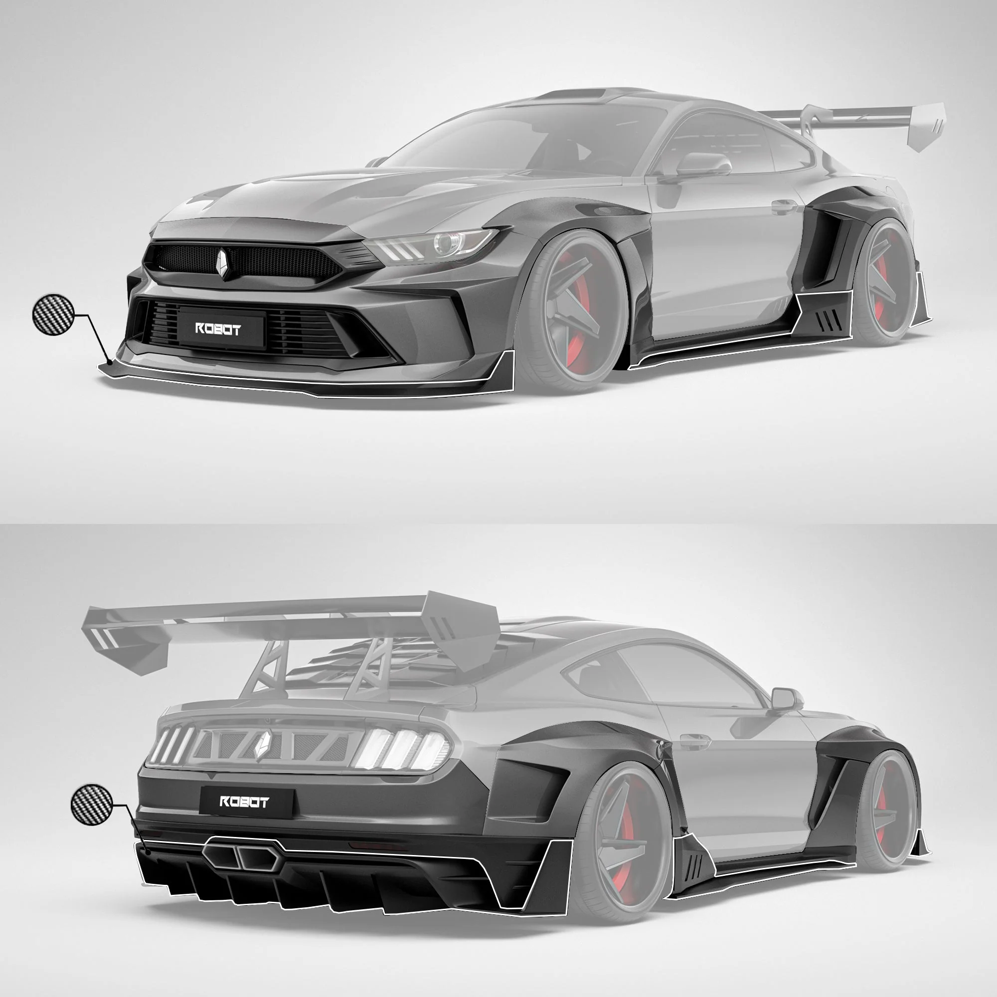 Robot Craftsman Ford Mustang Dusk Widebody Kit 2015-2023 - Image 3