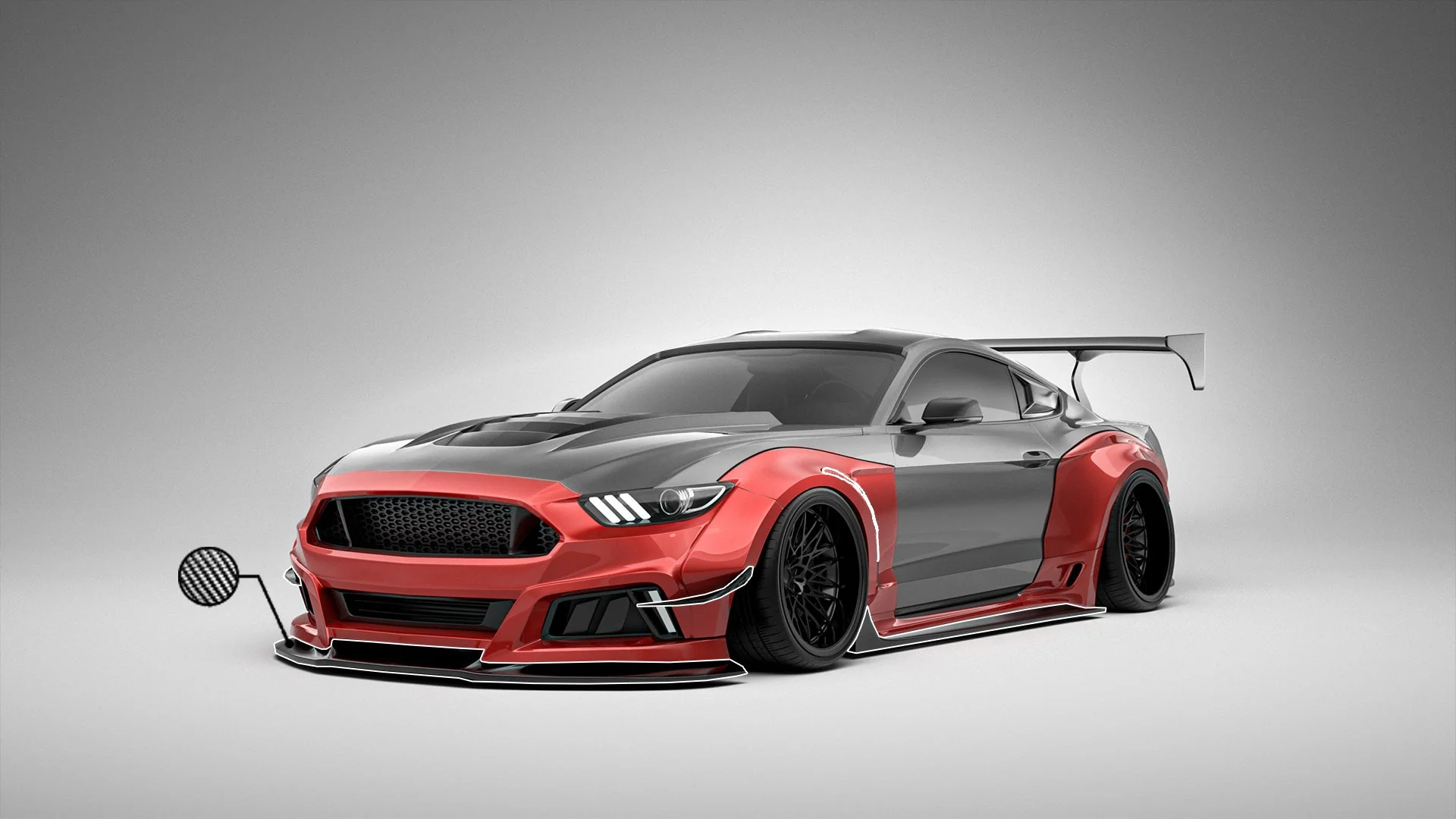 Robot Craftsman Ford Mustang V2 Fibre Glass Reinforced Plastic Complete Body Kit 2015-2023 - Image 38