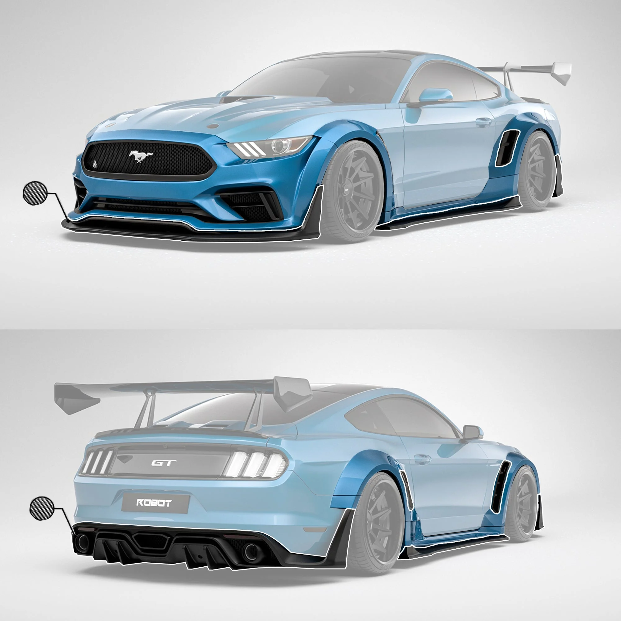 Robot Craftsman Ford Mustang V3 Widebody Kit 2015-2023 - Image 3