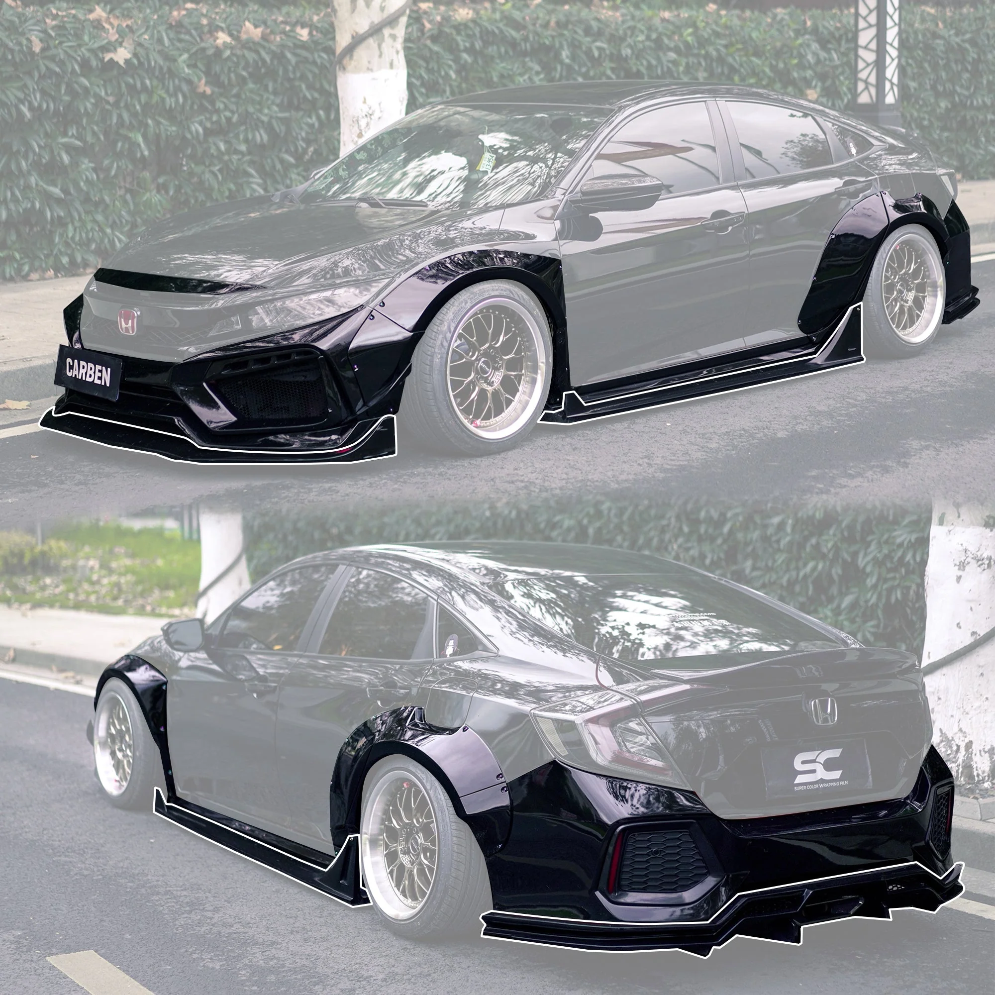 Robot 10th Gen Honda Civic SEDAN FRP Complete Widebody Kit - Image 10