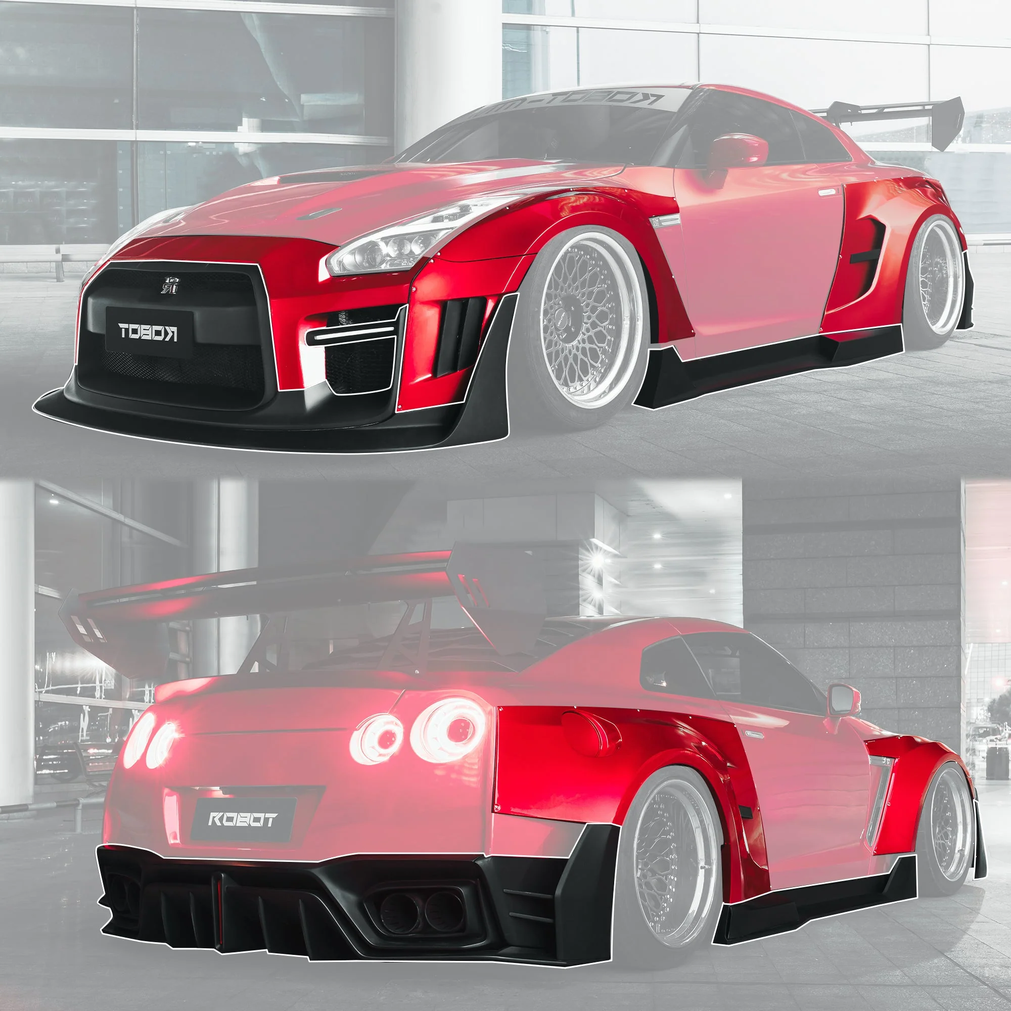 Robot Craftsman Nissan GTR Body Kit R35 WIDEBODY Fibre Glass Reinforced Plastic Complete Body Kit (FRP) - Image 32