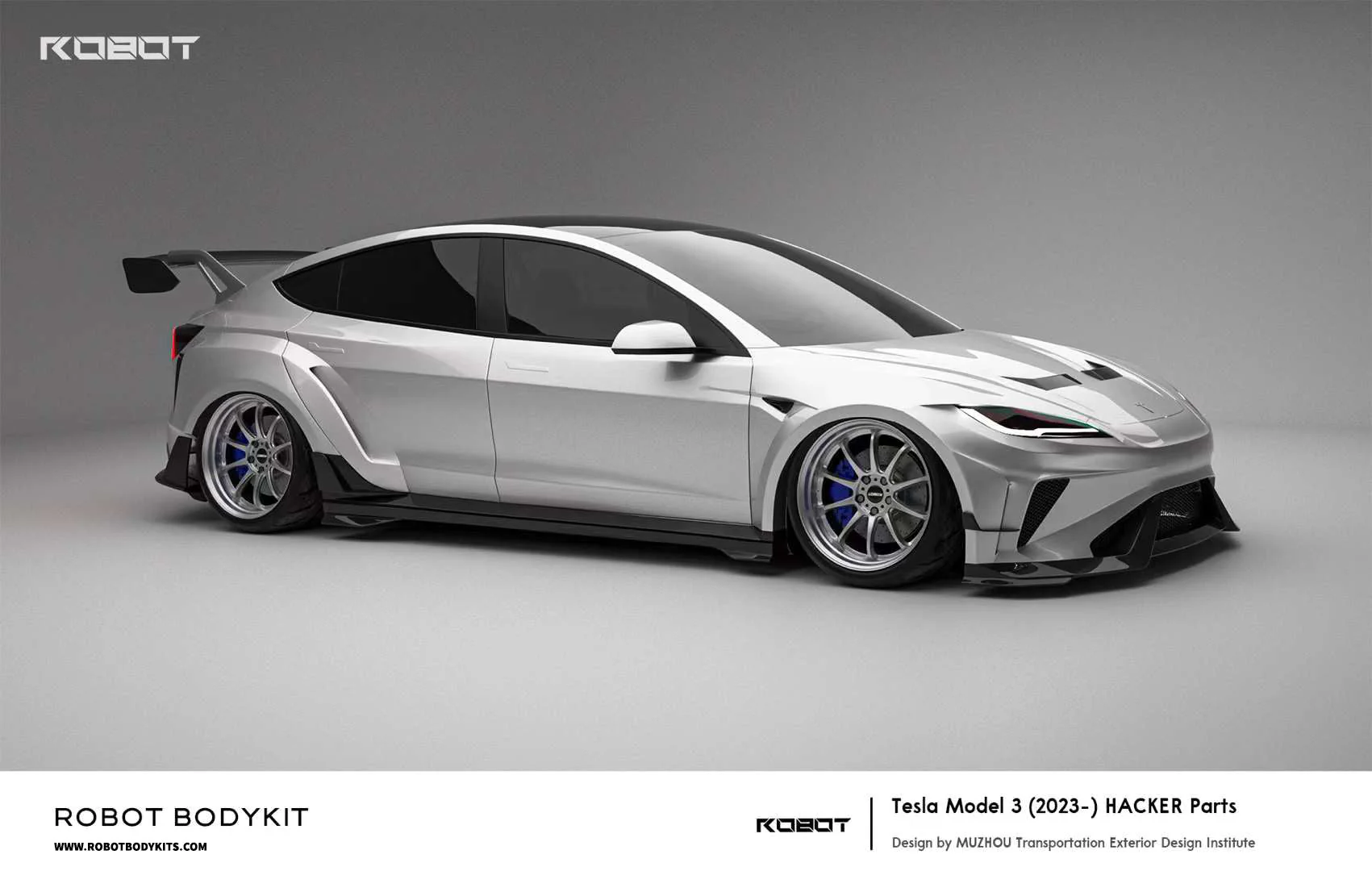 Robot Craftsman Tesla Model 3 Highland 2024+ “HACKER” Widebody FRP & Partial Carbon Full Kit - Image 19