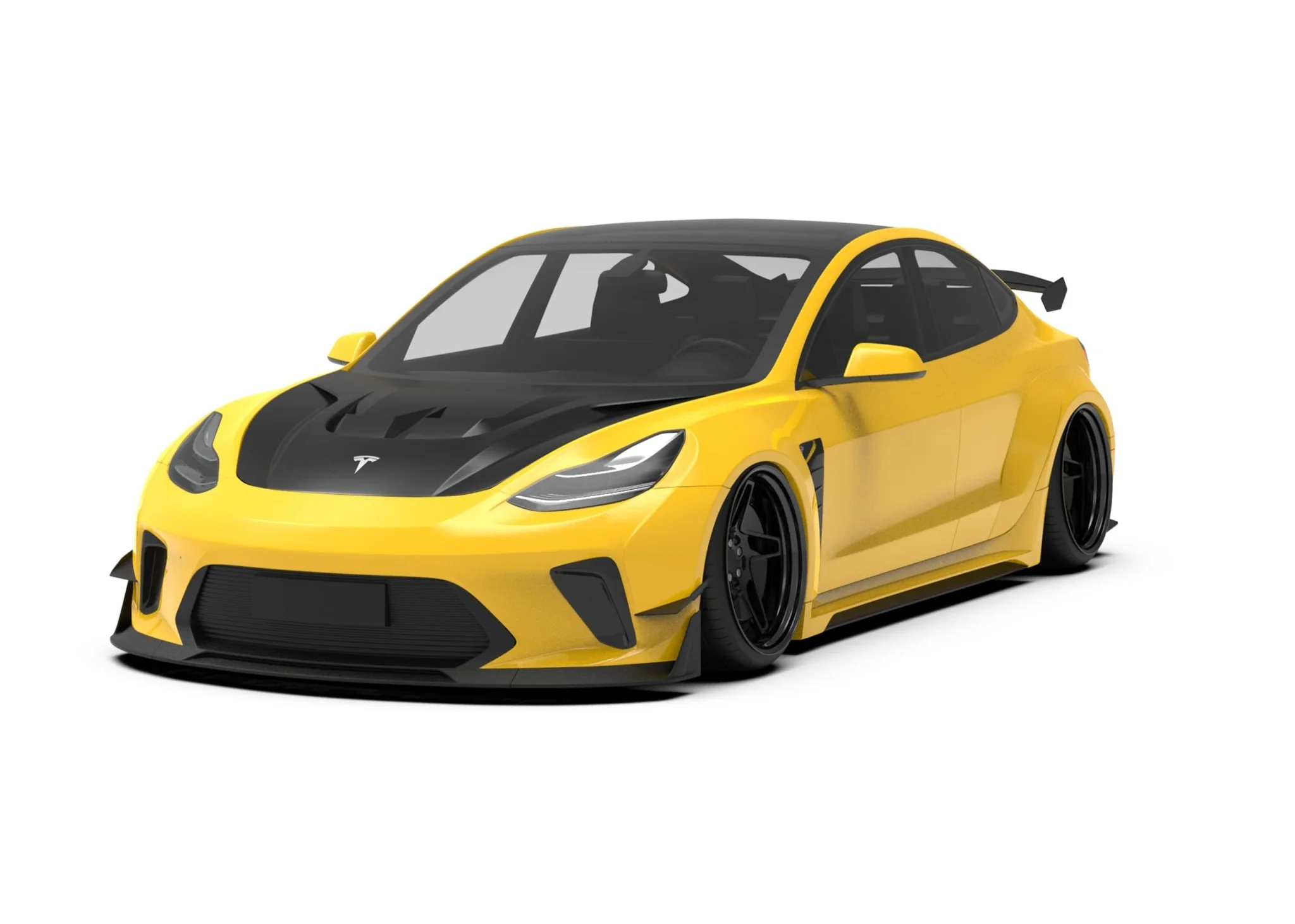 Robot Craftsman Tesla Model 3 2017-2023 “HACKER” Widebody FRP & Partial Carbon Full Kit - Image 6