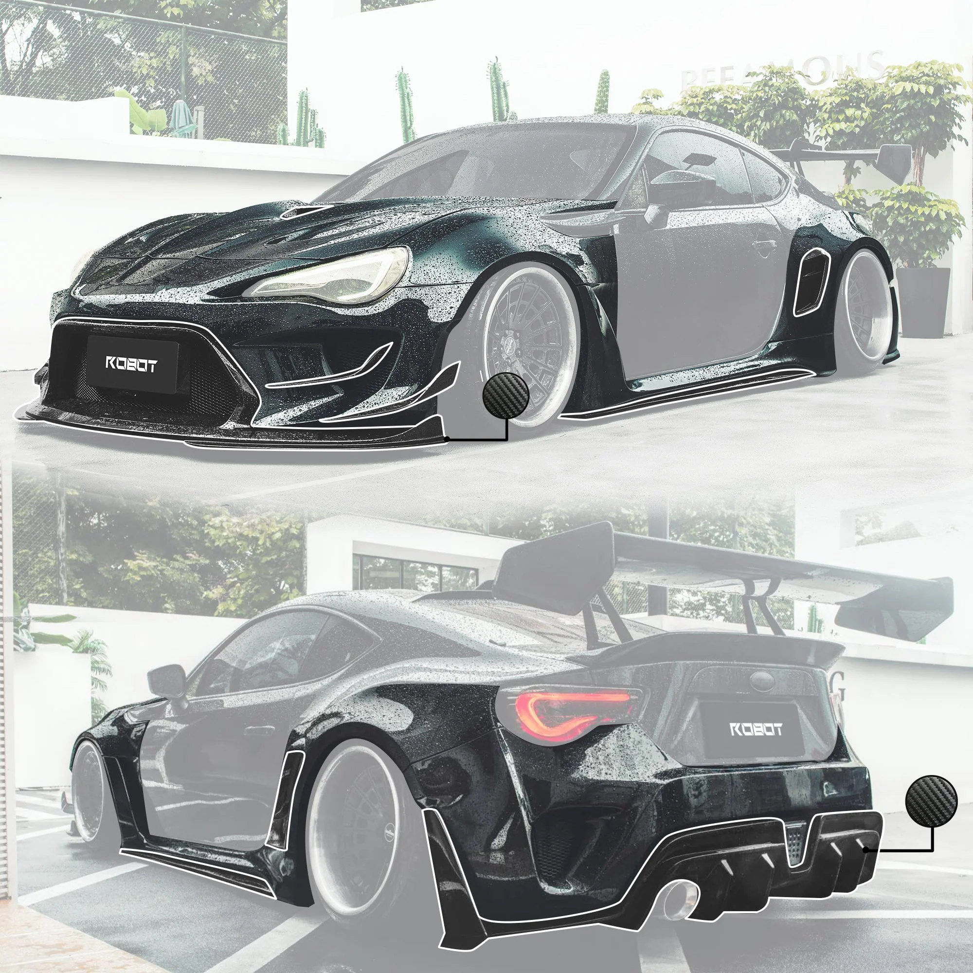 Robot Craftsman Toyota GT86 / BRZ / FRS Fibre Glass Reinforced Plastic Complete Body Kit (FRP) Fits Toyota GT86 / Subaru BRZ – First Gen (2012–2021) - Image 28
