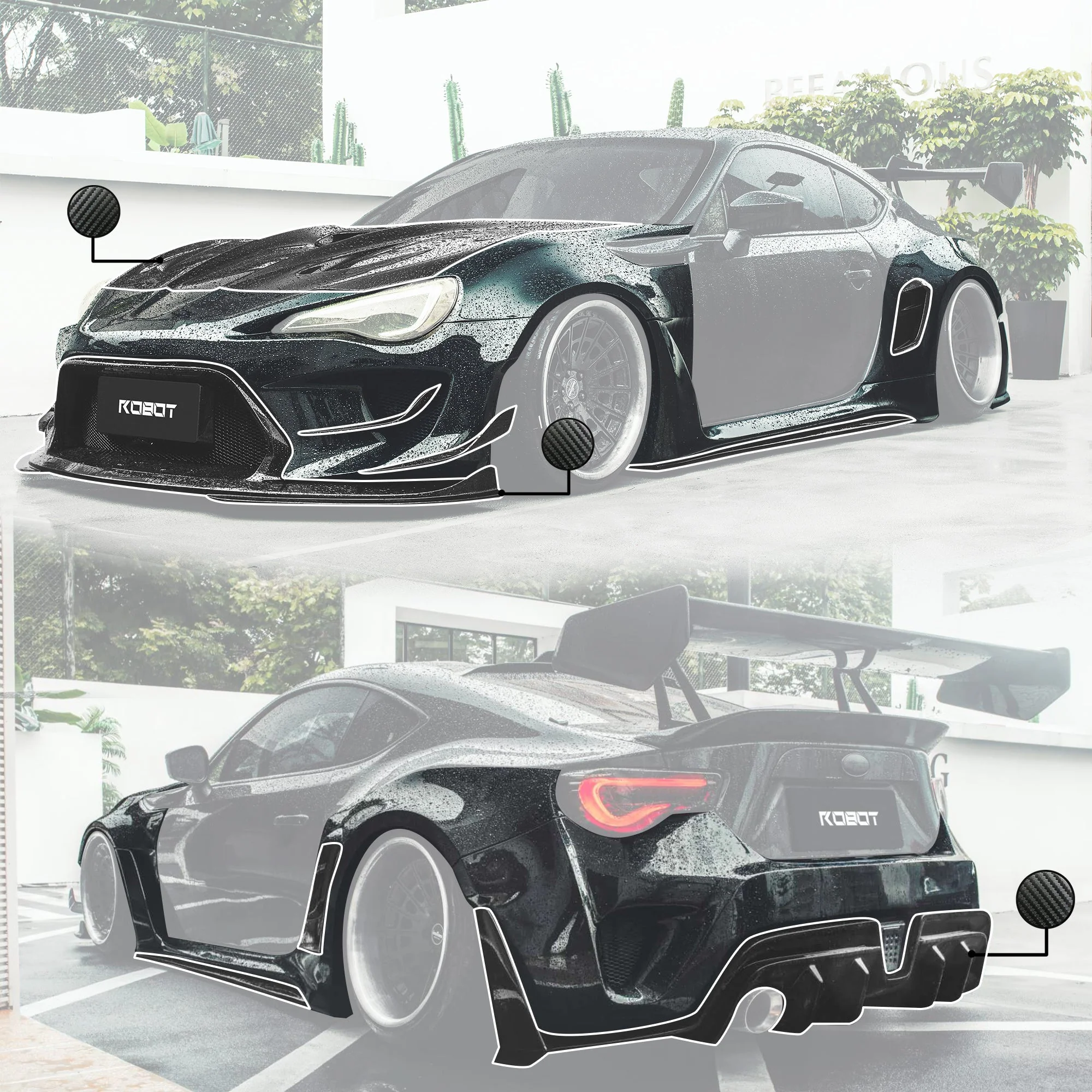 Robot Craftsman Toyota GT86 / BRZ / FRS Fibre Glass Reinforced Plastic Complete Body Kit (FRP) Fits Toyota GT86 / Subaru BRZ – First Gen (2012–2021) - Image 29