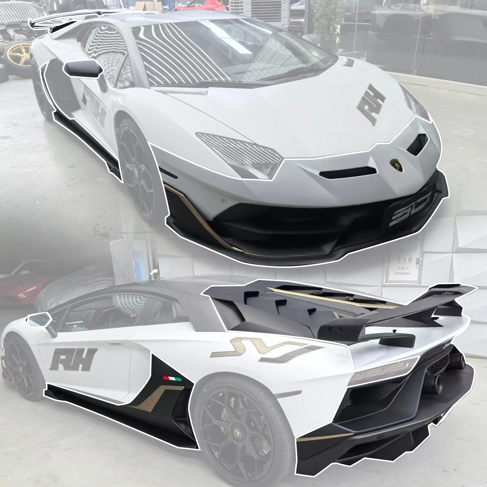 SD Dry Carbon Fibre Conversion Full Body Kit Conversion for Lamborghini Aventador LP700/720/740/750 Upgrade to SVJ Full Body Kit - Image 3