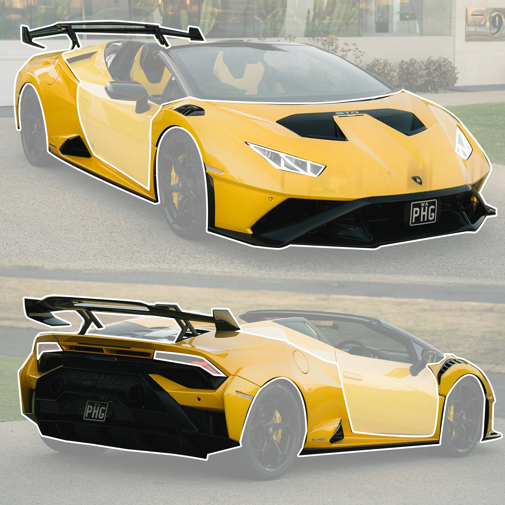 SD Lamborghini Huracan to STO Convertible/Spyder Conversion Dry-Carbon Full Body Kit - Image 9